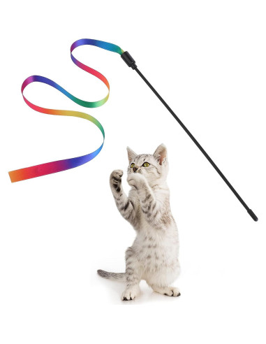 Varita Interactiva para Gatos Molain - 5 Juegos de Cinta Colorida