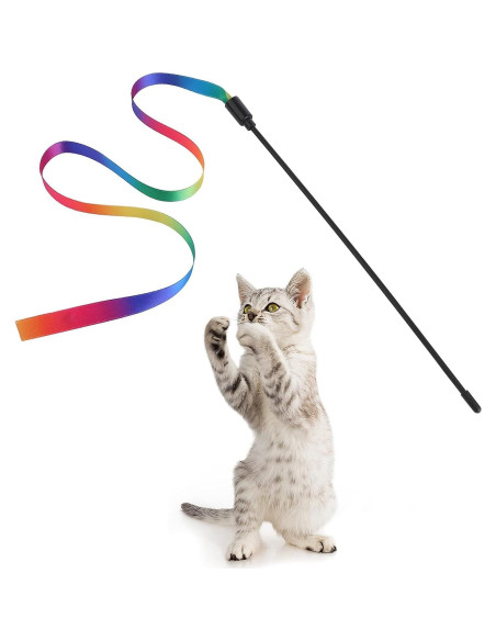 Varita Interactiva para Gatos Molain - 5 Juegos de Cinta Colorida
