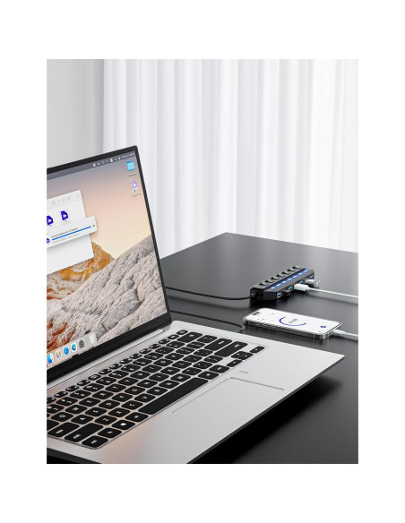 Hub USB 3.0 WIRWTRU de 7 Puertos con Interruptores LED