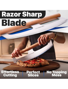 Cortador de Pizza KitchenStar 35.6 cm Acero Inoxidable Mango Madera 2