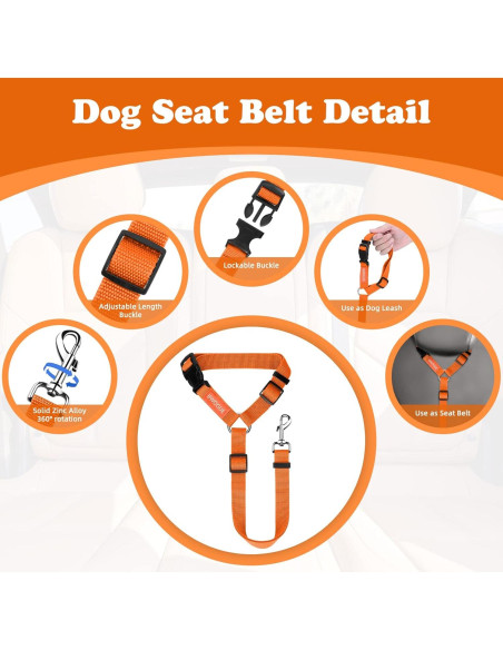 Cinturón de Seguridad Ajustable para Mascotas BWOGUE 2.5cm Cinturón de Seguridad Ajustable para Mascotas BWOGUE 2.5cm