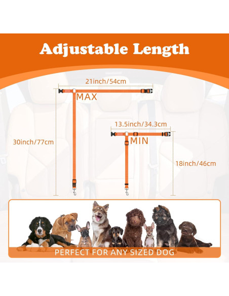 Cinturón de Seguridad Ajustable para Mascotas BWOGUE 2.5cm Cinturón de Seguridad Ajustable para Mascotas BWOGUE 2.5cm