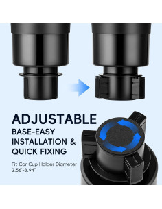 Expansor de Soporte para Tazas de Coche RAYMYLO Negro Ajustable 2