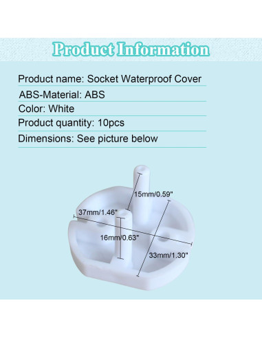 Cubiertas de Enchufes Fielect 10 Pcs Blancas a Prueba de Niños