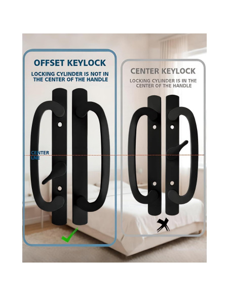 Juego de Manija de Puerta Corredera Ruigrit con Cerradura Offset