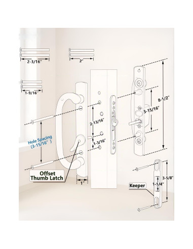 Juego de Manija de Puerta Corredera Ruigrit con Cerradura Offset