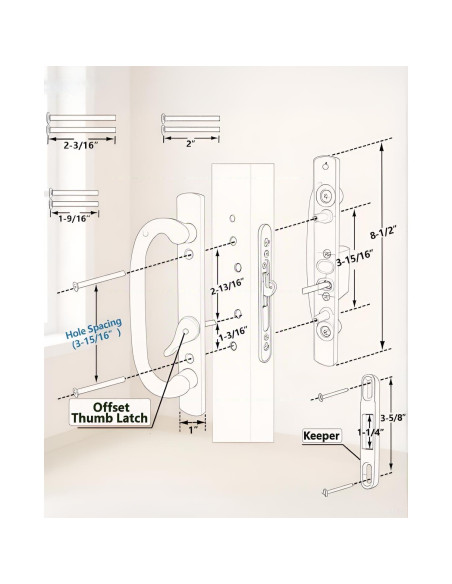 Juego de Manija de Puerta Corredera Ruigrit con Cerradura Offset