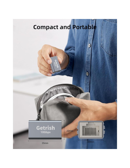 Acoplador Ethernet 10Gbps Getrish, Paquete de 2, RJ45 F/F