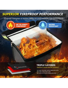 Bolsa Ignífuga para Baterías Lipo ROLOWAY 38.1x21.6x25.4cm 2