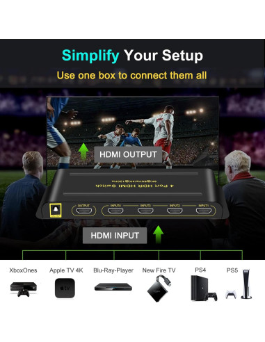 Conmutador HDMI 2.1 FlyroadUp 4 en 1 8K@60Hz 4K@120Hz