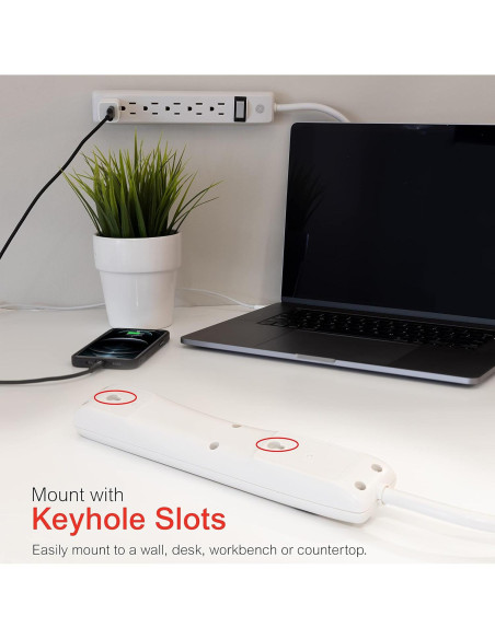 Regleta de 6 Salidas GE 2 Pies con Protección y Montaje