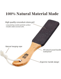 Lima de Piedra Pómez para Pies AM 8:00 - 2 Pack con Mango de Madera 2