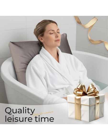 Almohada de Baño ONDAQUA Gris, Cojín Antideslizante 55.88x45.72cm