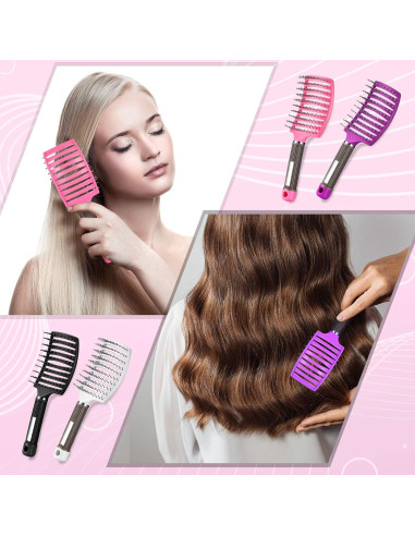 Cepillos Ventilados Patelai 4 Pcs para Cabello Rizado y Húmedo