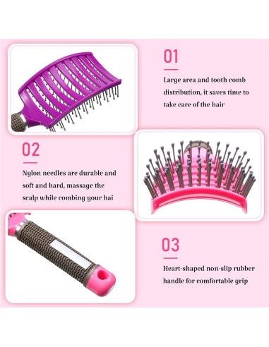 Cepillos Ventilados Patelai 4 Pcs para Cabello Rizado y Húmedo