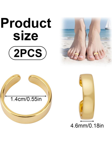 Anillos de Dedo Abiertos Ajustables Mikovivi - 2 Piezas Oro