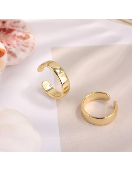 Anillos de Dedo Abiertos Ajustables Mikovivi - 2 Piezas Oro