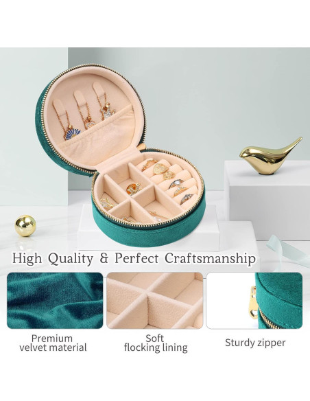 Caja de Joyería Dajasan Terciopelo Verde Esmeralda 10cm