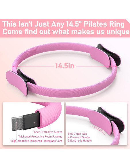 Kit de Pilates Jollcma Rosa 01 con Anillo, Pelota y Bandas