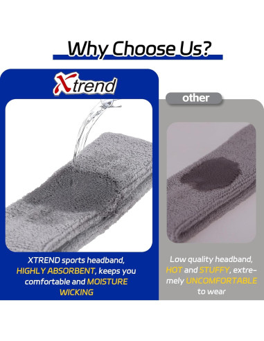 Cinta para la cabeza deportiva XTREND unisex absorbente 5.08 cm