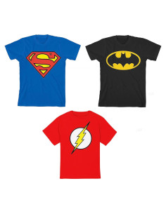 Paquete de 3 Camisetas DC Superhéroes para Niños - Batman, Superman, Flash