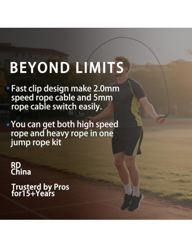Cuerda de Salto Rápida MOGOLD con Pesas Ajustable 2.99-3.05m
