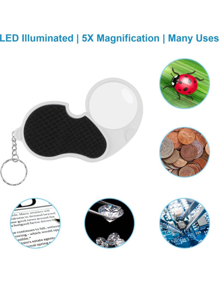 Lupas Plegables con Luz LED Rongon 5X - Paquete de 4