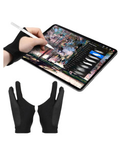 Guantes de Dibujo Digital Aysatogc 2 Paquetes Talla M Negro