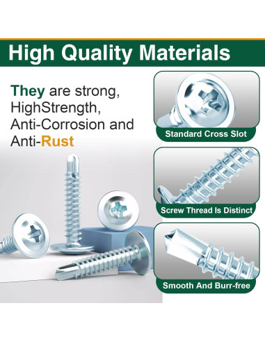 Kit de 152 Tornillos Autoperforantes M4.2 para Metal y Madera