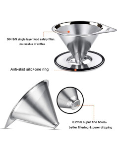 Goteador de Café LHS Acero Inoxidable 1-2 Tazas Reutilizable 2