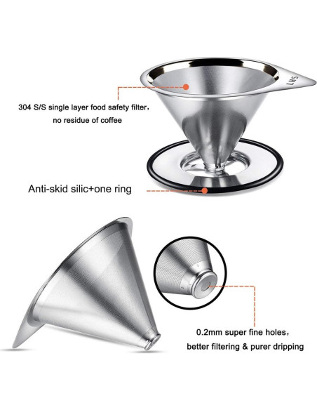 Goteador de Café LHS Acero Inoxidable 1-2 Tazas Reutilizable