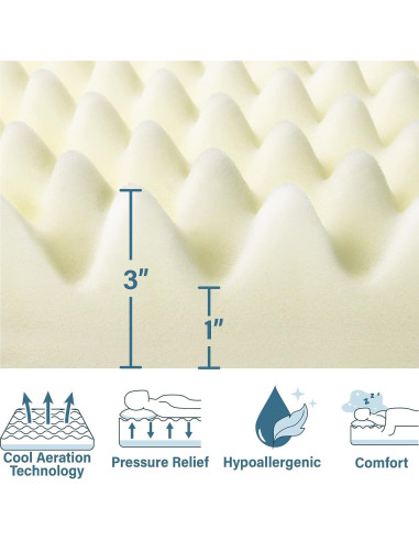 Colchón de Espuma Convoluta Vaunn 200x89 cm Alivio Presión