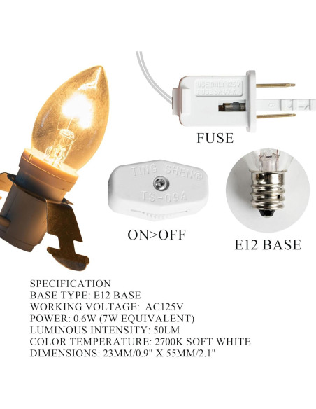 Cordón Accesorio con Bombillas Candelabro C7 Dazzle Bright 2 Pzas