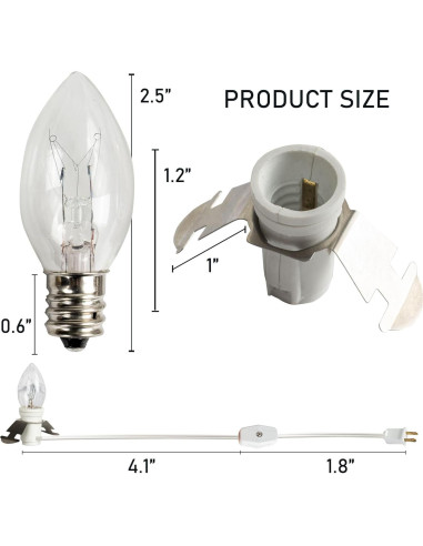 Cordón Accesorio con Bombillas Candelabro C7 Dazzle Bright 2 Pzas