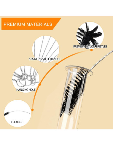 Juego de Cepillos Limpiadores de Botellas Adove 10 Pcs Nylon