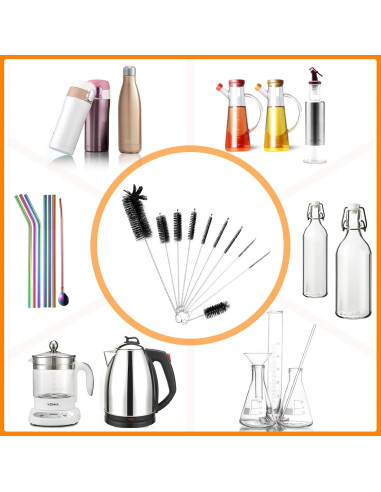 Juego de Cepillos Limpiadores de Botellas Adove 10 Pcs Nylon