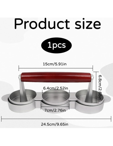 Mini Prensa de Hamburguesas Hinbkenla para 3 Tortas