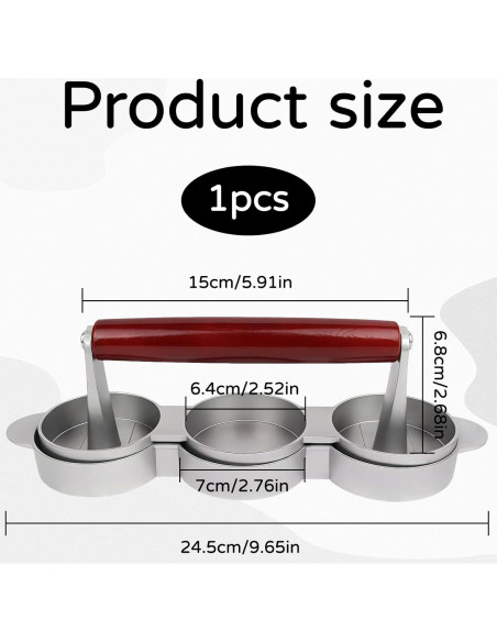 Mini Prensa de Hamburguesas Hinbkenla para 3 Tortas