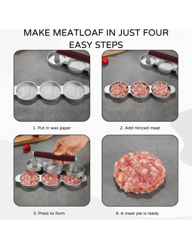 Mini Prensa de Hamburguesas Hinbkenla para 3 Tortas