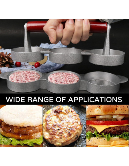 Mini Prensa de Hamburguesas Hinbkenla para 3 Tortas
