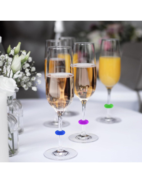 12 Marcadores de Copas de Vino Silicona Zelphvt Colores Vivos