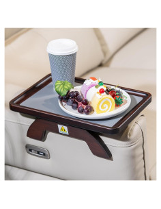 Mesa de Reposabrazos de Sofá TOMLYOP de Bambú Plegable 35x25cm