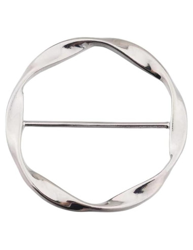 Anillo Broche de Cinta de Seda Torcido Plata 40mm para Mujeres