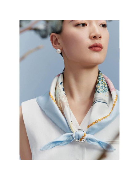 Anillo Broche de Cinta de Seda Torcido Plata 40mm para Mujeres