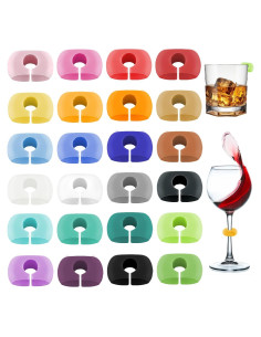 Marcadores de Copas de Vino de Silicona 24 Piezas Coloridos