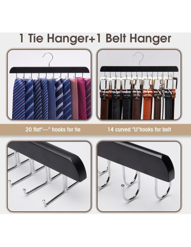Soporte de Corbatas y Cinturones Sywxary 2 Piezas, 20 Ganchos