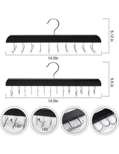 Soporte de Corbatas y Cinturones Sywxary 2 Piezas, 20 Ganchos
