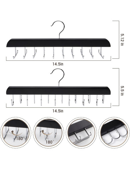 Soporte de Corbatas y Cinturones Sywxary 2 Piezas, 20 Ganchos