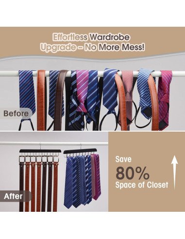 Soporte de Corbatas y Cinturones Sywxary 2 Piezas, 20 Ganchos