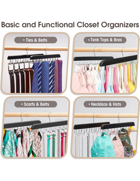 Soporte de Corbatas y Cinturones Sywxary 2 Piezas, 20 Ganchos